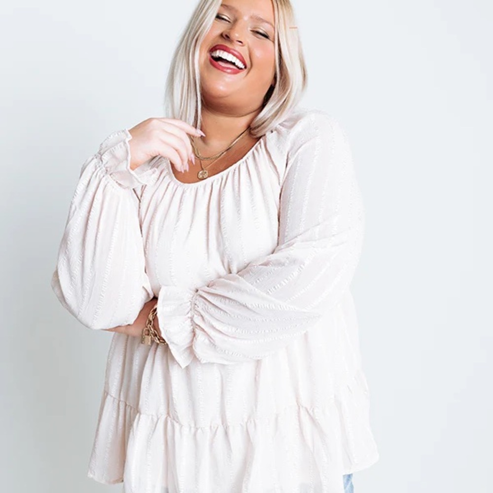 INFINITELY GRATEFUL BABYDOLL TOP IN LIGHT PINK